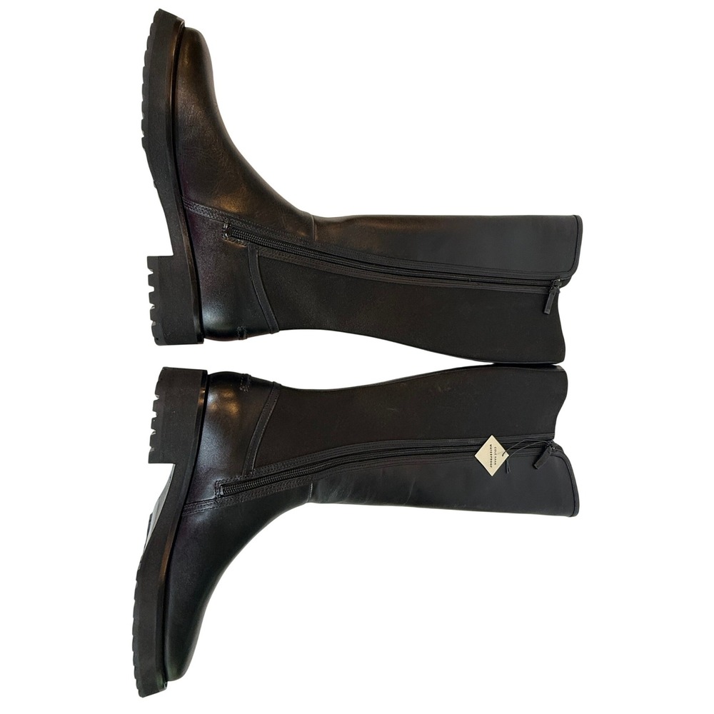Cole Haan Lyndon Leather Tall Boots Black Lug Sole Size 7 NWB - Picture 6 of 11